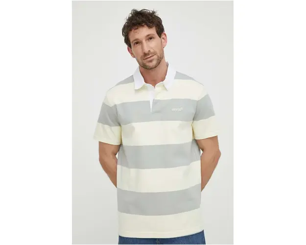 Levi's polo de bumbac culoarea galben, modelator