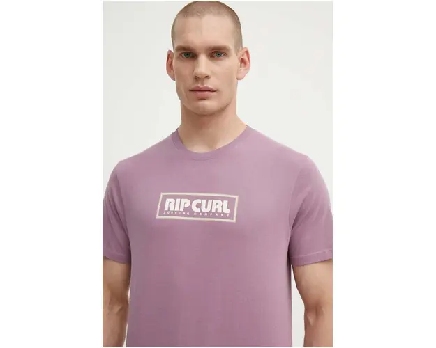 Rip Curl tricou din bumbac barbati, culoarea violet, cu imprimeu