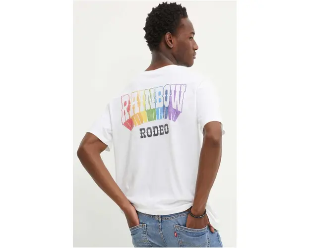 Levi's tricou din bumbac Pride barbati, culoarea alb, cu imprimeu