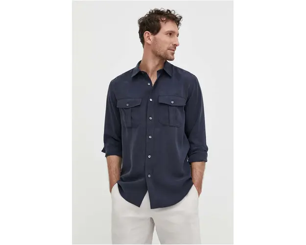 Theory camasa barbati, culoarea albastru marin, cu guler clasic, regular