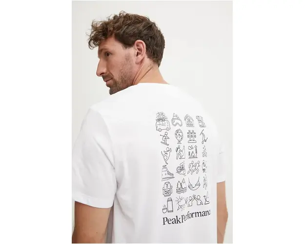 Peak Performance tricou barbati, culoarea alb, cu imprimeu