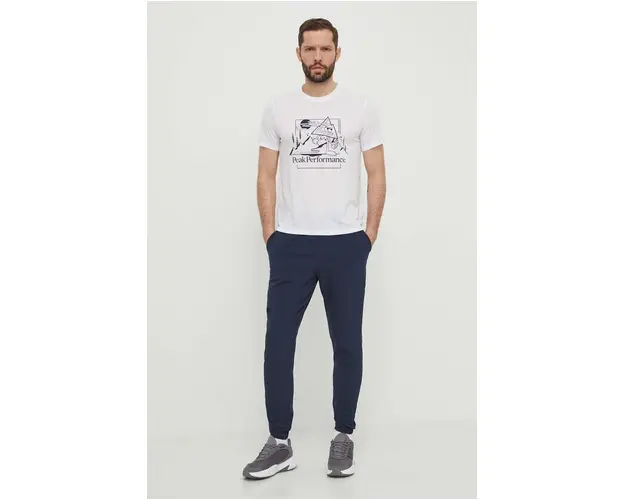 Peak Performance tricou barbati, culoarea alb, cu imprimeu
