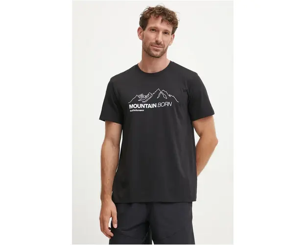 Peak Performance tricou barbati, culoarea negru, cu imprimeu