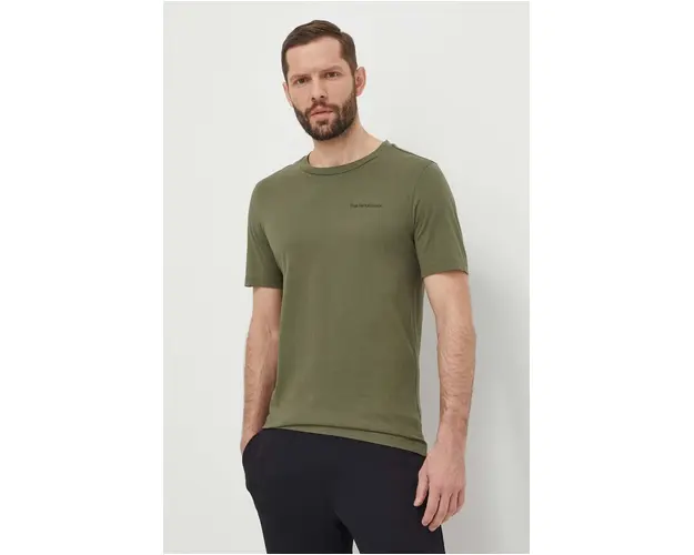 Peak Performance tricou din bumbac barbati, culoarea verde, neted