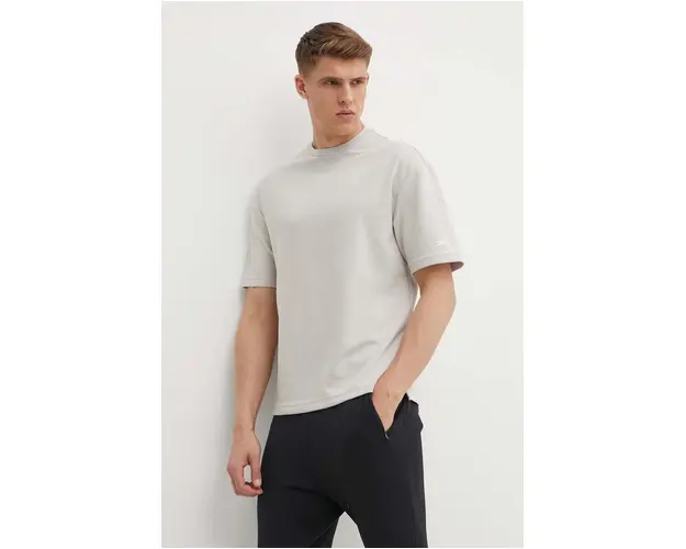 Reebok tricou Active Collective barbati, culoarea bej, neted, 100075587