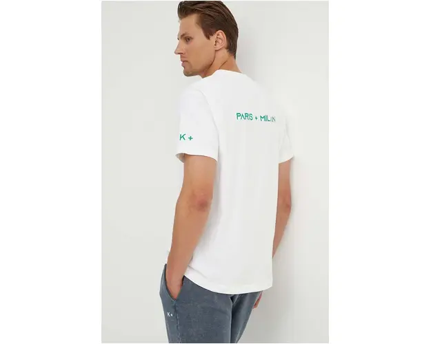 K+LUSHA tricou din bumbac barbati, culoarea bej, neted, KLFORCO TJ010PX