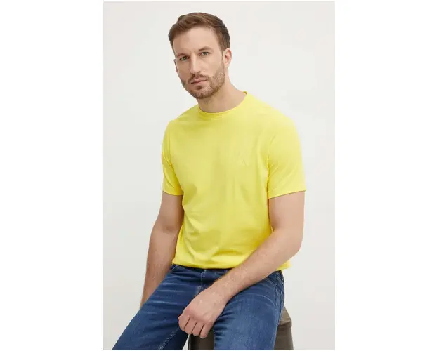 Karl Lagerfeld tricou barbati, culoarea galben, neted, 542221.755890