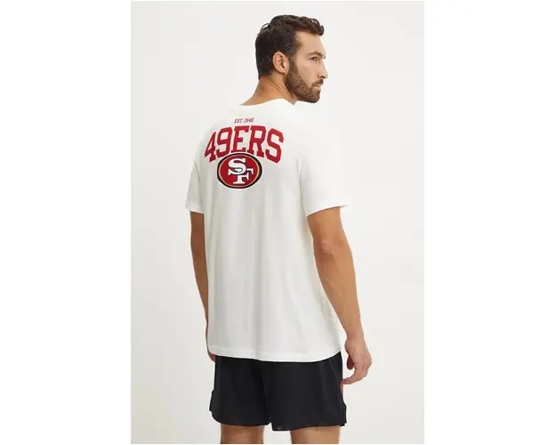 Nike tricou din bumbac San Francisco 49ers barbati, culoarea bej, cu imprimeu, N199-11K-73-8AB