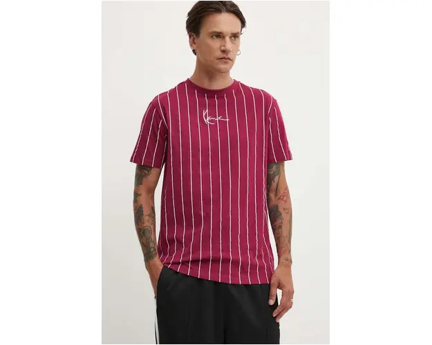 Karl Kani tricou din bumbac barbati, culoarea bordo, modelator, 6137659