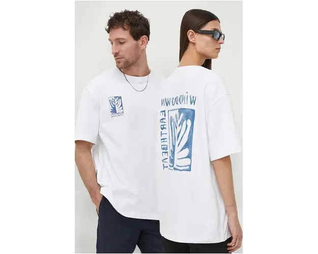 Samsoe Samsoe tricou din bumbac culoarea alb, cu imprimeu