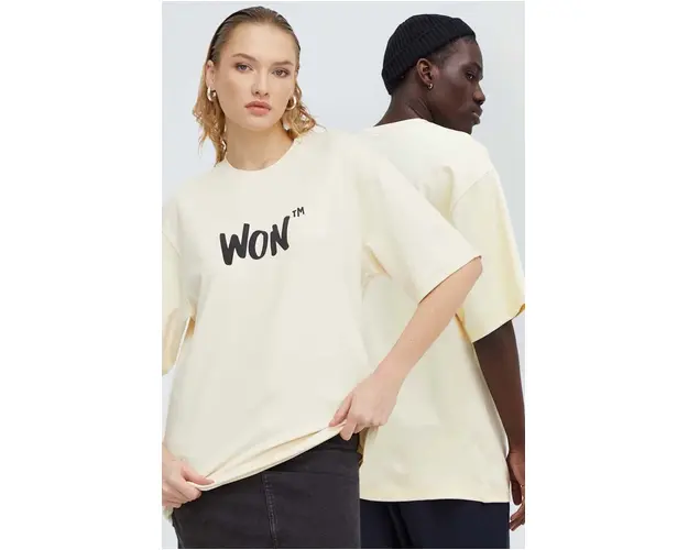 Won Hundred tricou culoarea bej, cu imprimeu 2999-12066