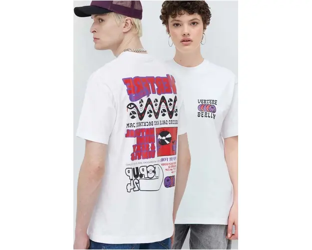 Vertere Berlin tricou din bumbac culoarea alb, cu imprimeu, VER T225
