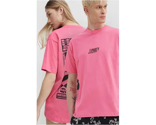 Vertere Berlin tricou din bumbac culoarea roz, cu imprimeu, VER T220