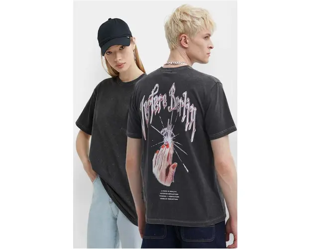 Vertere Berlin tricou din bumbac culoarea gri, cu imprimeu, VER T128