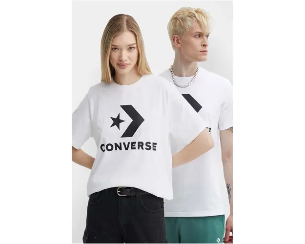 Converse tricou din bumbac culoarea alb, cu imprimeu