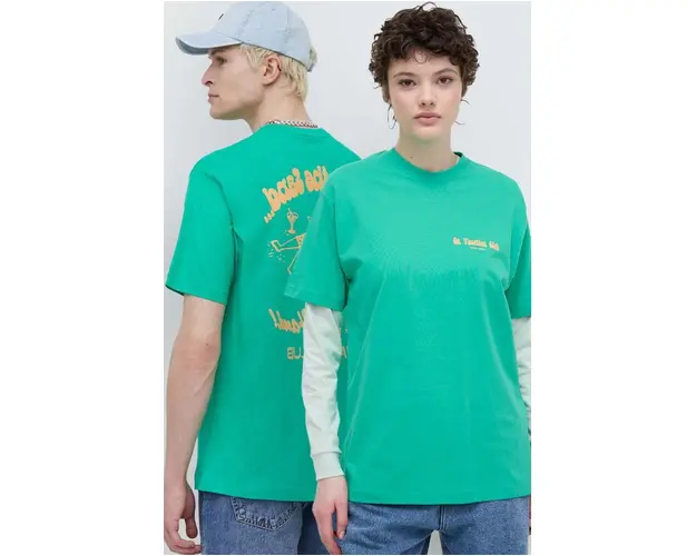 On Vacation tricou din bumbac Beach Day culoarea verde, cu imprimeu, OVC T145