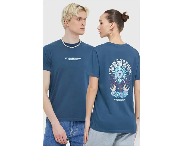 Kaotiko tricou din bumbac culoarea albastru marin, cu imprimeu