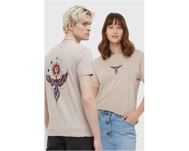 Kaotiko tricou din bumbac culoarea bej, cu imprimeu