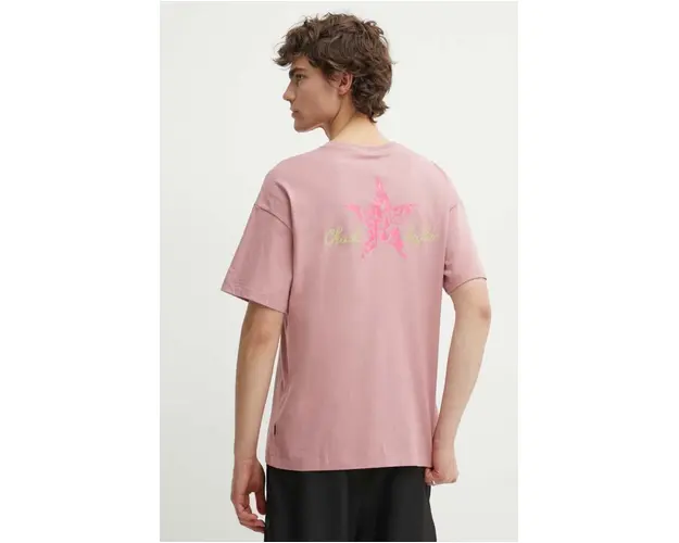 Converse tricou din bumbac culoarea roz, cu imprimeu, 10025187-A02