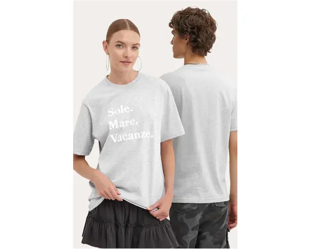 Drivemebikini tricou Sole Mare Vacanze culoarea gri, cu imprimeu