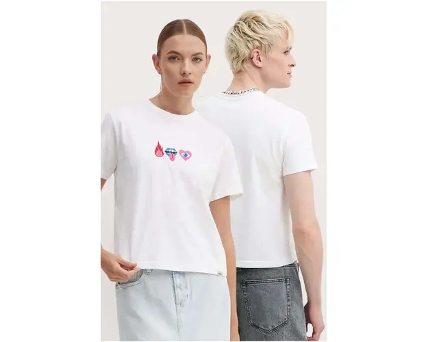 Kaotiko tricou din bumbac culoarea alb, cu imprimeu, AM074-01-M002