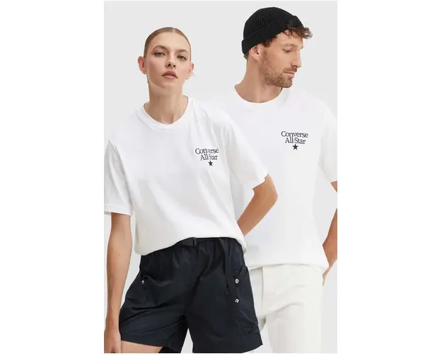 Converse tricou din bumbac culoarea alb, cu imprimeu, 10026461-A02