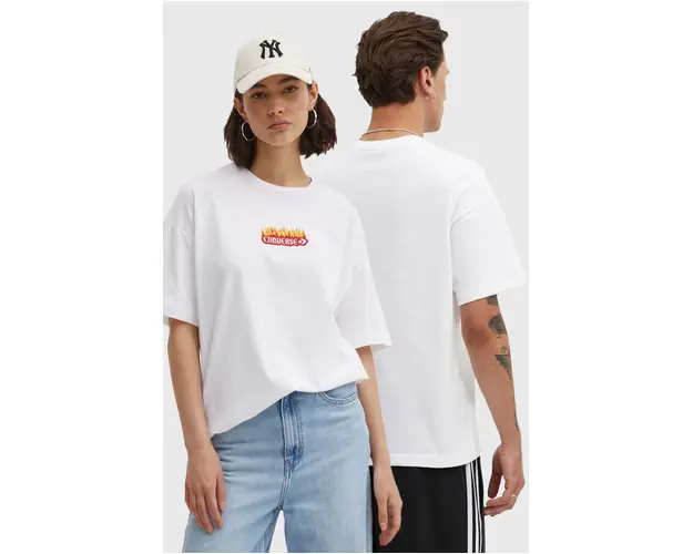 Converse tricou din bumbac culoarea alb, cu imprimeu, 10026466-A01