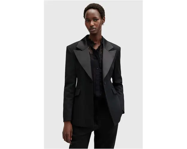 AllSaints sacou SISTER culoarea negru, un singur rand de nasturi, neted, W003QB
