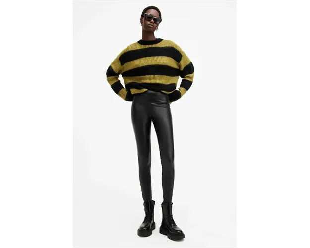 AllSaints colanti CORA FAUX femei, culoarea negru, neted, W049TB