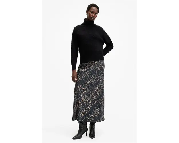 AllSaints fusta BRYONY culoarea maro, midi, evazati, W069RB