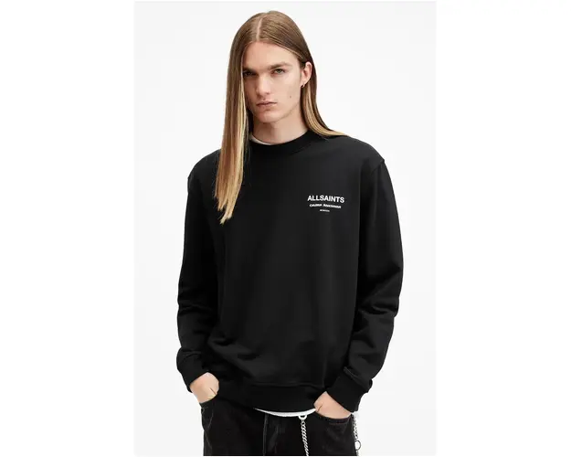AllSaints hanorac de bumbac SANCTUM barbati, culoarea negru, cu imprimeu, M028NB