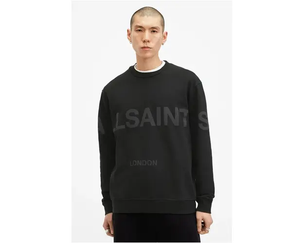 AllSaints hanorac de bumbac BIGGY barbati, culoarea negru, cu imprimeu, M029NA