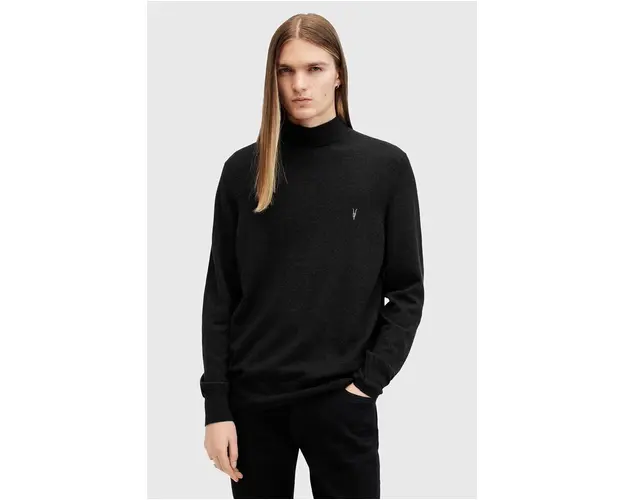 AllSaints pulover de lana KILBURN MOCK barbati, culoarea negru, cu turtleneck, M030KA