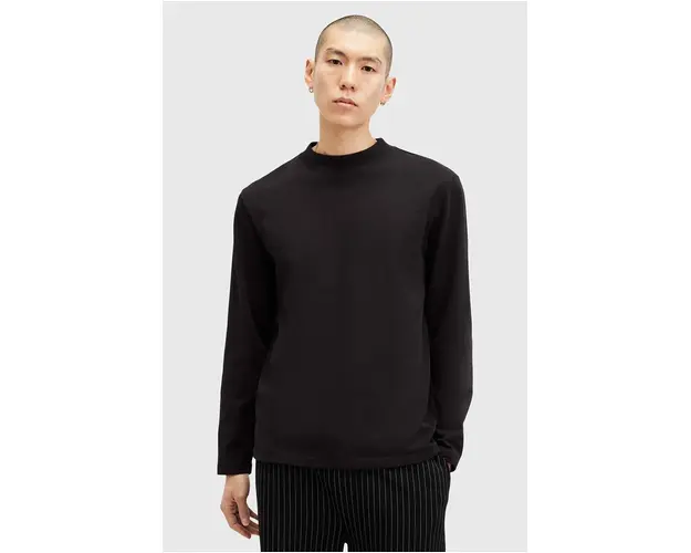 AllSaints hanorac de bumbac NERO barbati, culoarea negru, neted, M038JB