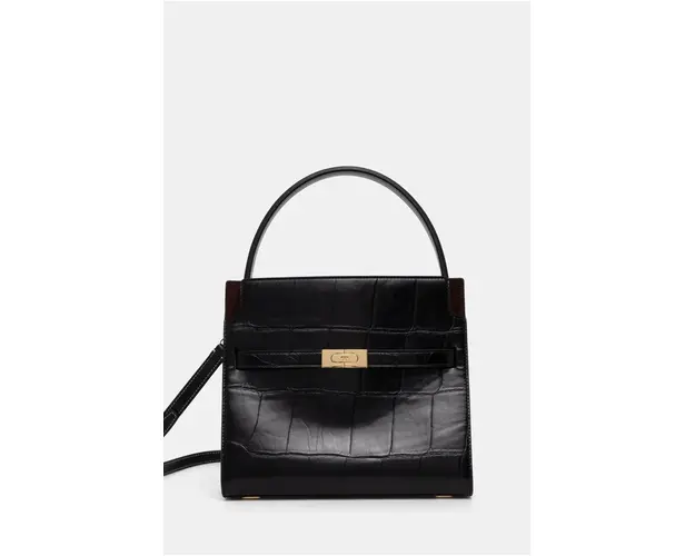 Tory Burch poseta de piele Lee Radziwill culoarea negru, 162237.001