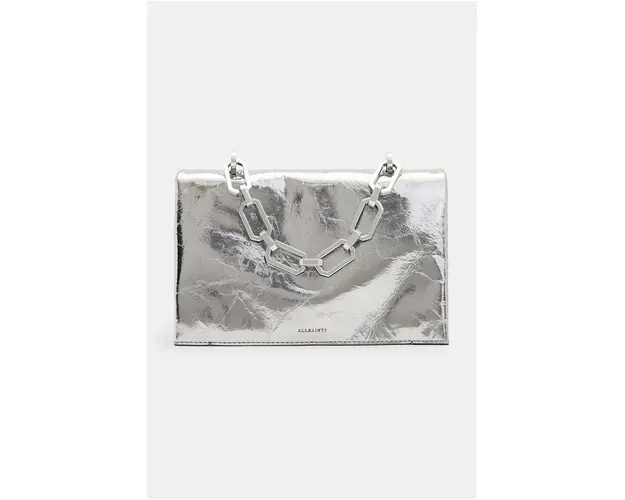 AllSaints poseta piele YUA culoarea argintiu, W016XZ