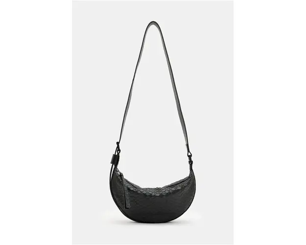 AllSaints poseta de piele HALFMOON SNAKE culoarea negru, W387XB