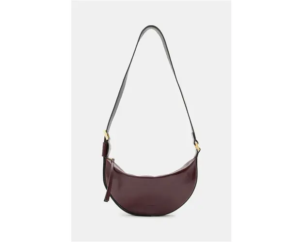 AllSaints poseta de piele HALF MOON culoarea bordo, W436XB