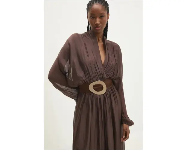 Answear Lab curea din piele intoarsa culoarea maro