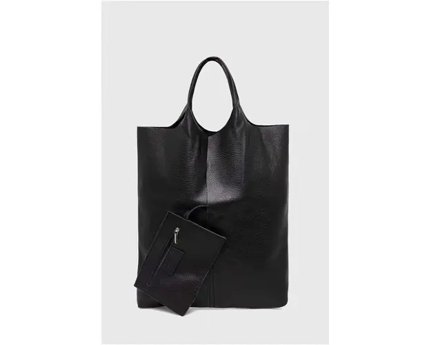 Answear Lab poseta de piele culoarea negru