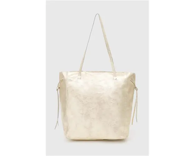 Answear Lab poseta de piele culoarea auriu