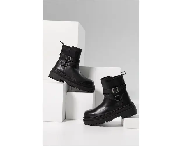 Answear Lab cizme de piele femei, culoarea negru, cu platforma