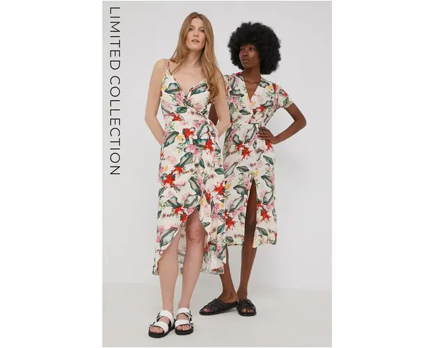 Answear Lab X limited festival collection BE BRAVE rochie culoarea bej, midi, drept