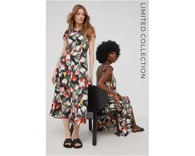 Answear Lab X limited festival collection BE BRAVE rochie culoarea negru, midi, drept