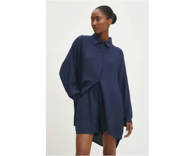 Answear Lab camasa si pantaloni scurti culoarea albastru marin