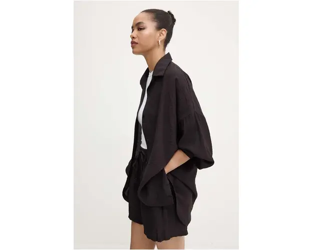 Answear Lab camasa si pantaloni scurti culoarea negru