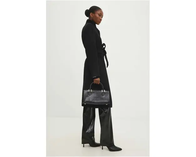 Answear Lab palton de lana culoarea negru, de tranzitie