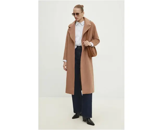 Answear Lab palton de lana culoarea maro, de tranzitie