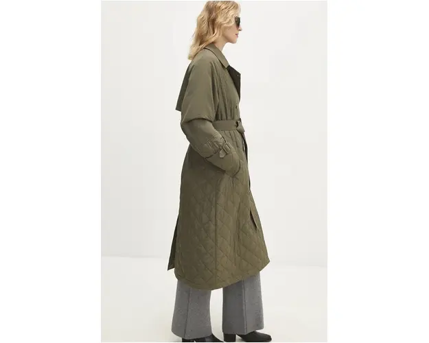 Answear Lab palton femei, culoarea verde, de tranzitie