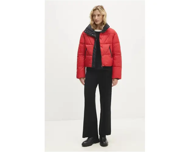 Answear Lab geaca femei, culoarea rosu, de iarna, oversize
